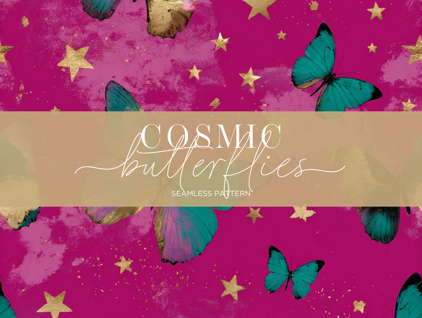 Cosmic Butterflies Seamless Pattern Print N. 0059
