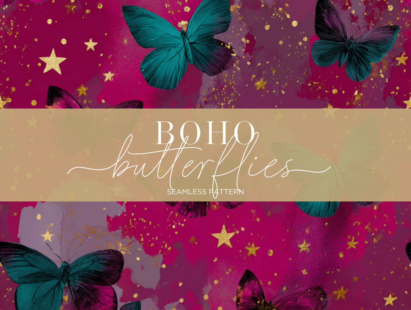 Boho Butterflies Seamless Pattern Print N. 0058