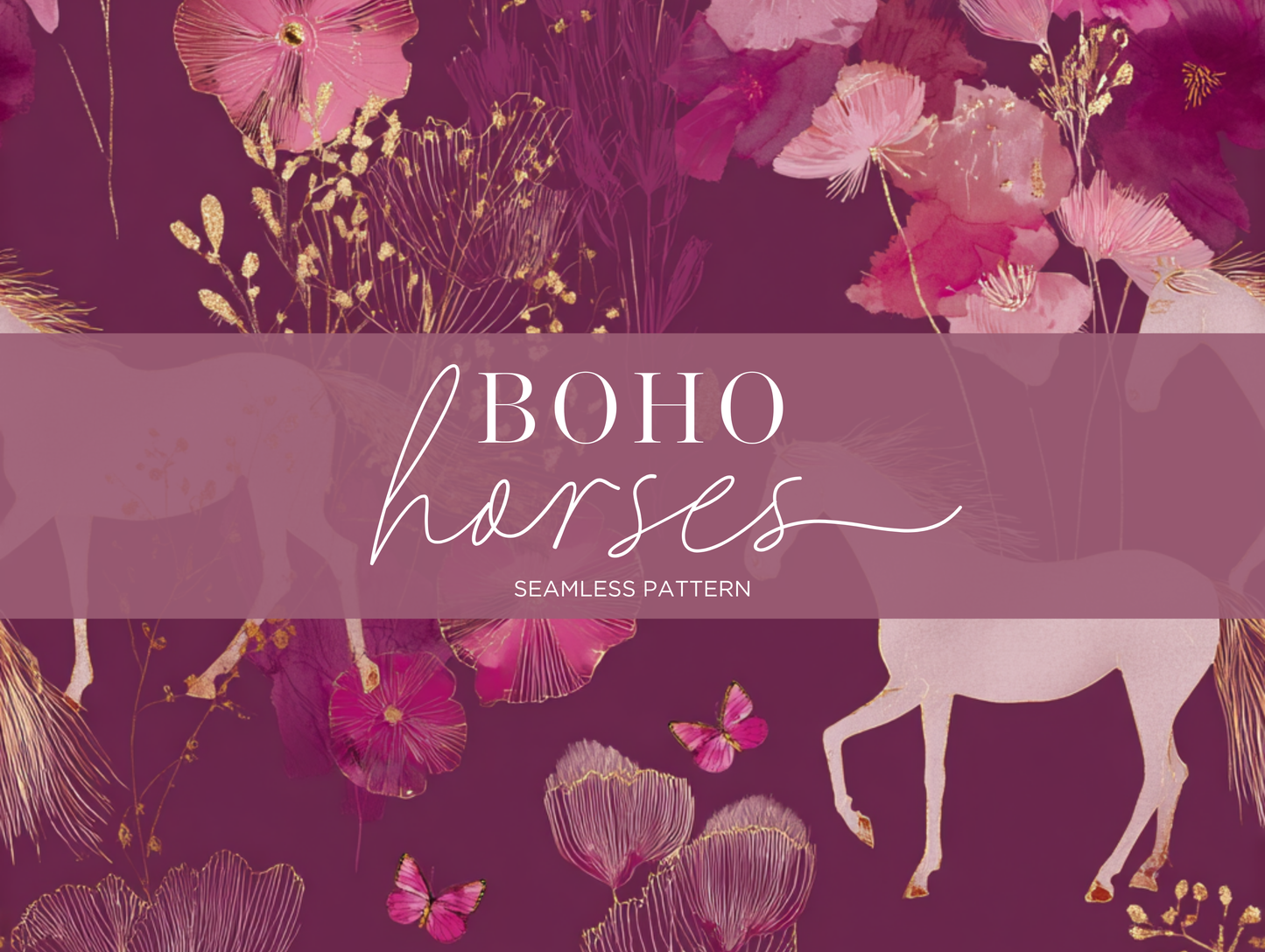 Boho Horses Seamless Pattern Print N. 0056