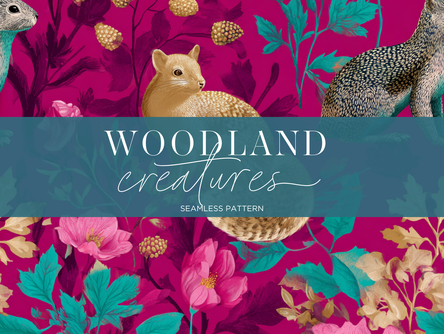 Woodland Creatures V. 02 Seamless Pattern Print N. 0043