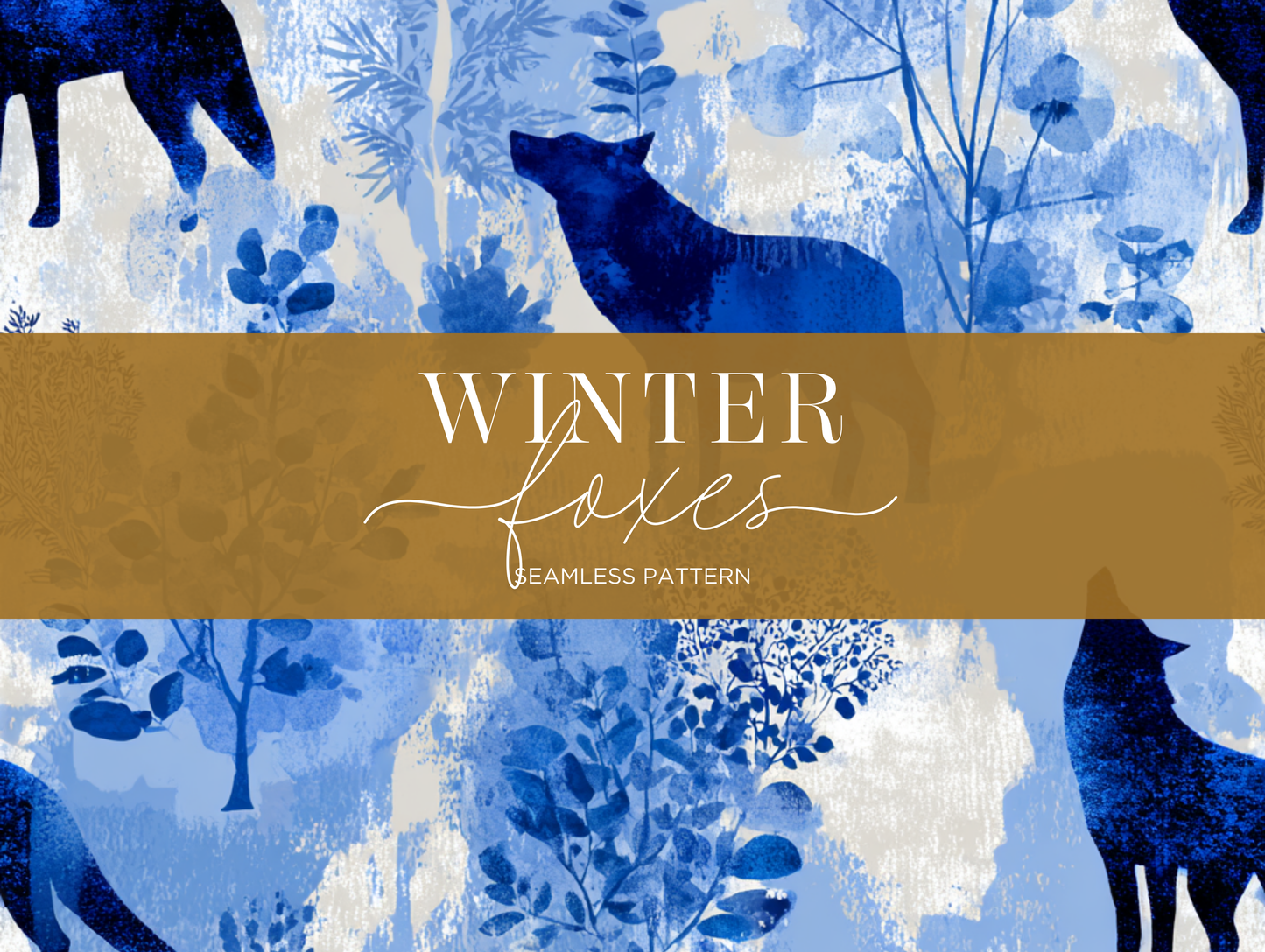 Winter Foxes Seamless Pattern Print N. 0030
