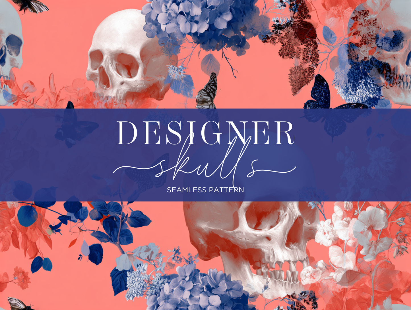 Designer Skulls Seamless Pattern Print N. 0050