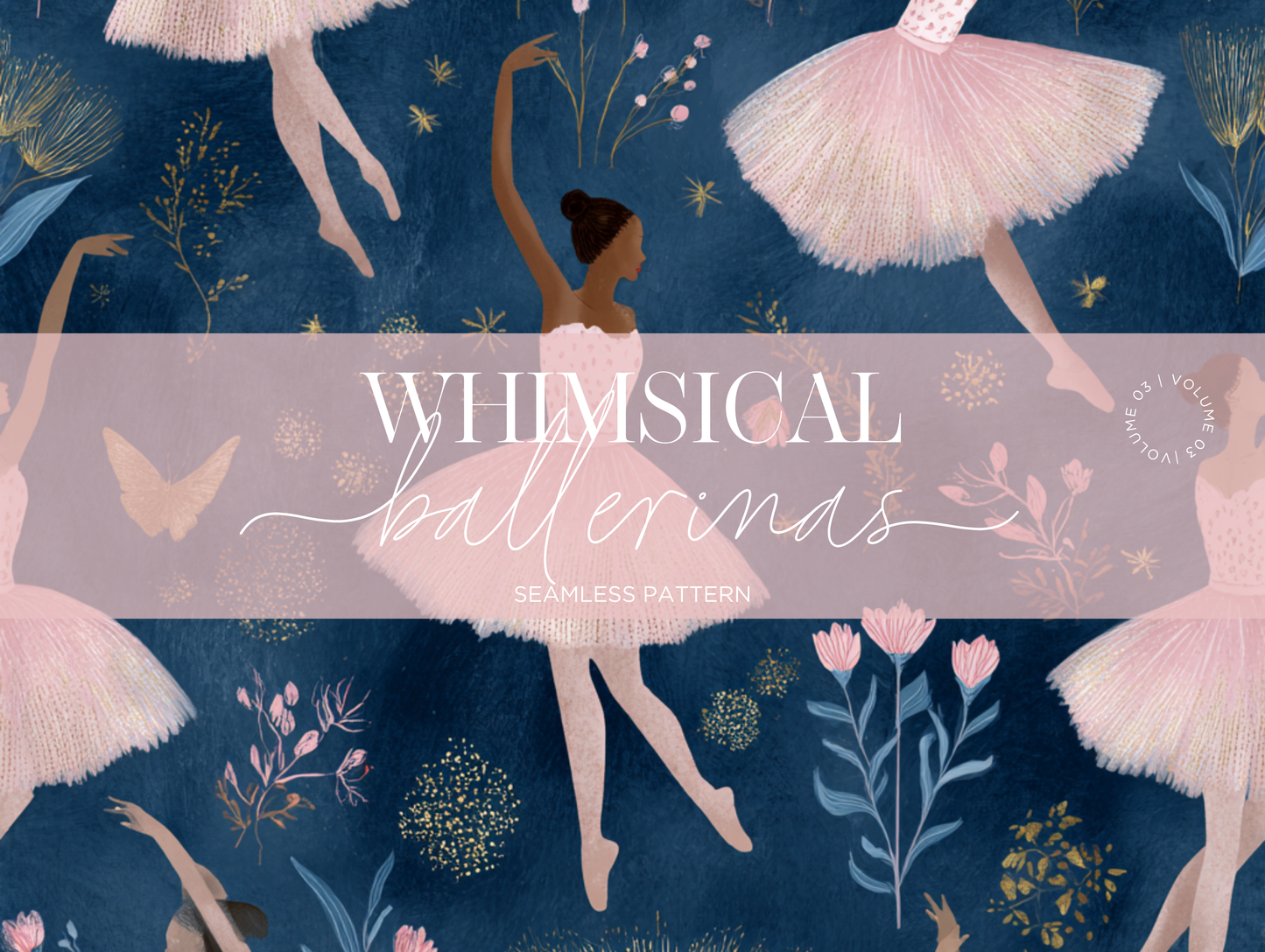 Whimsical Ballerinas Seamless Pattern Print N. 0038