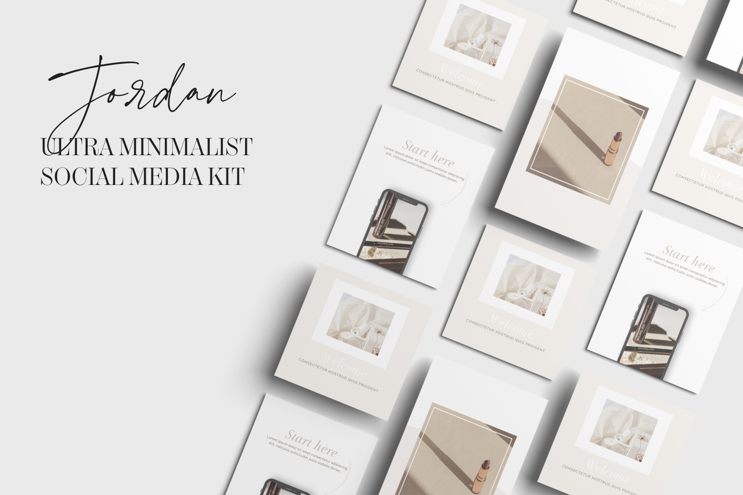 Jordan | 200 Clean + Minimalist Instagram Post Templates, edit in Canva