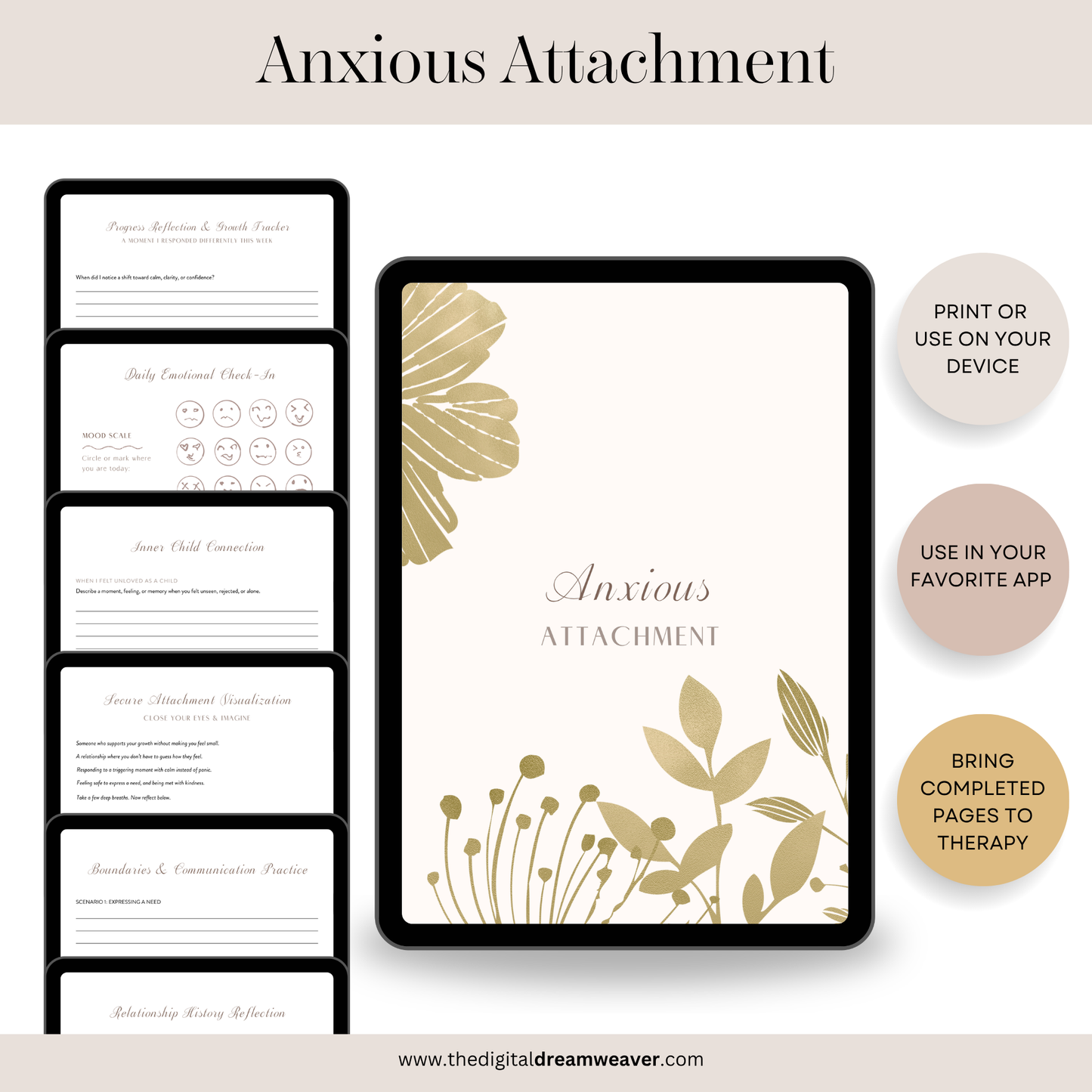 Anxious Attachment Style Workbook, Relationship Healing Journal for Emotional Regulation, Inner Child Healing & Boundary Setting Digital Guide