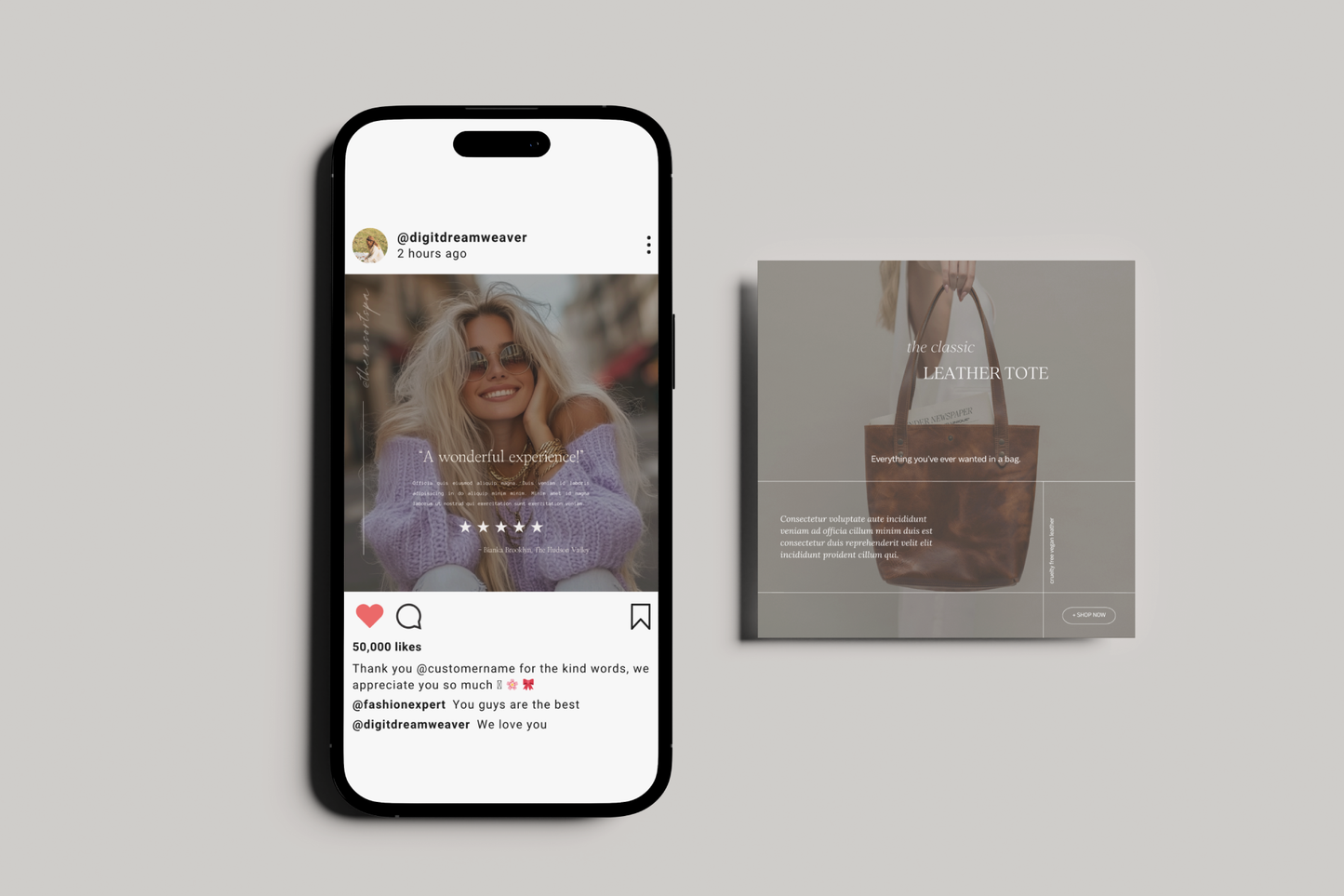 Ella Editorial Minimalist Social Media Kit — 60 Instagram Templates for Coaches, Creatives, Small Businesses + Content Creators