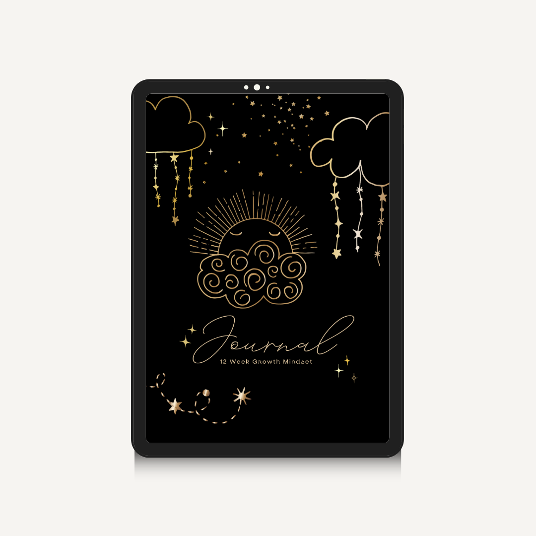 12 Week Growth Mindset PDF Journal | Printable Manifestation Planner | Aesthetic Self Care Routine Journal for Women (dark mode))