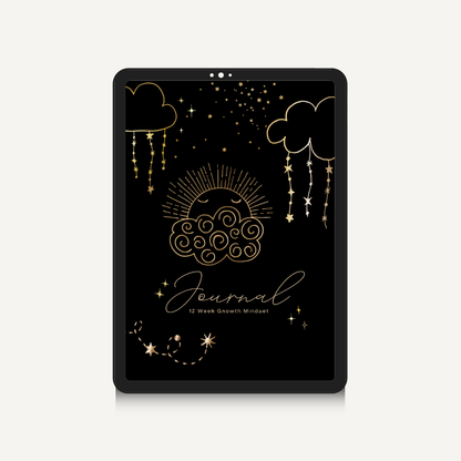 12 Week Growth Mindset PDF Journal | Printable Manifestation Planner | Aesthetic Self Care Routine Journal for Women (dark mode))