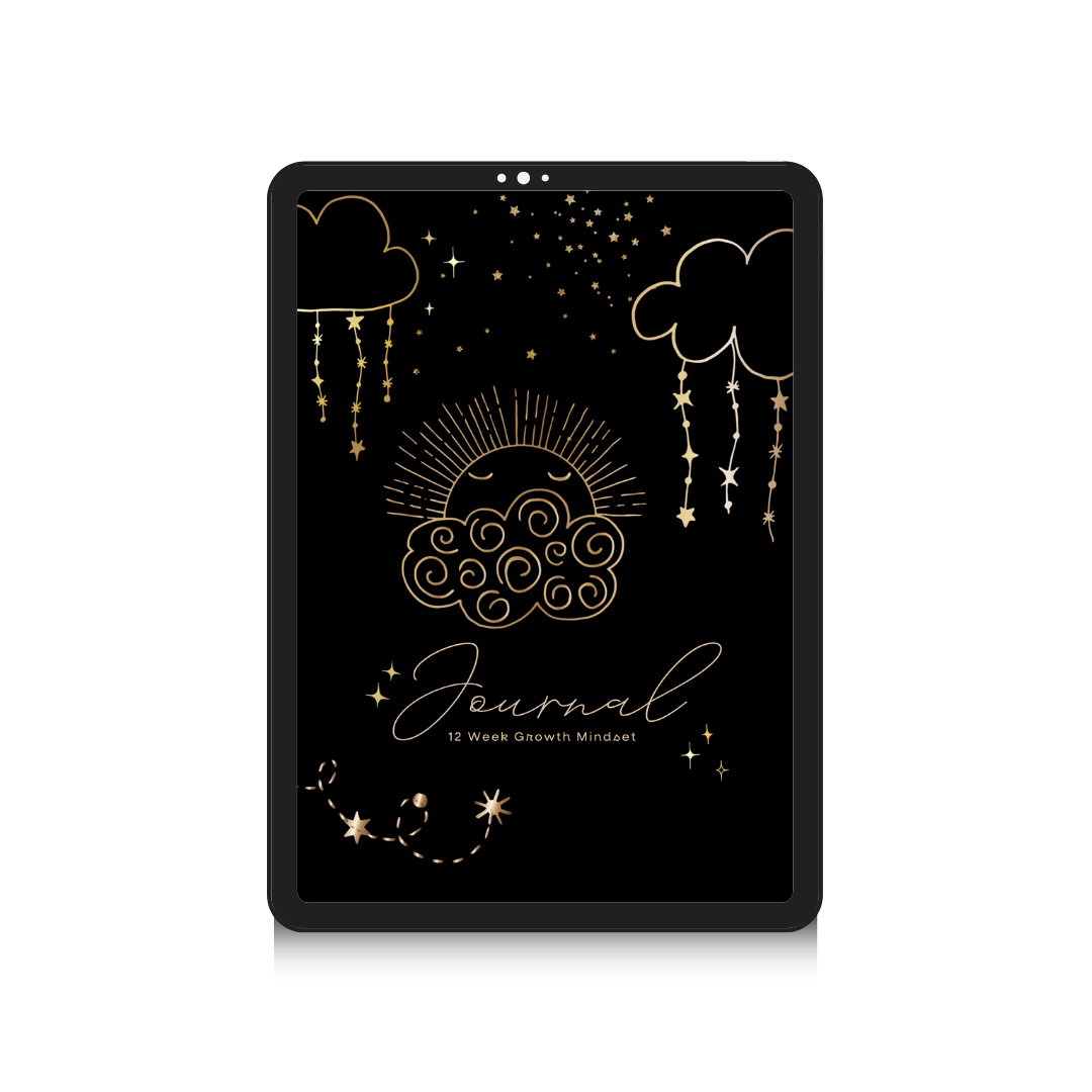 12 Week Growth Mindset PDF Journal | Printable Manifestation Planner | Aesthetic Self Care Routine Journal for Women (dark mode))