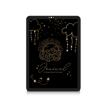 12 Week Growth Mindset PDF Journal | Printable Manifestation Planner | Aesthetic Self Care Routine Journal for Women (dark mode))