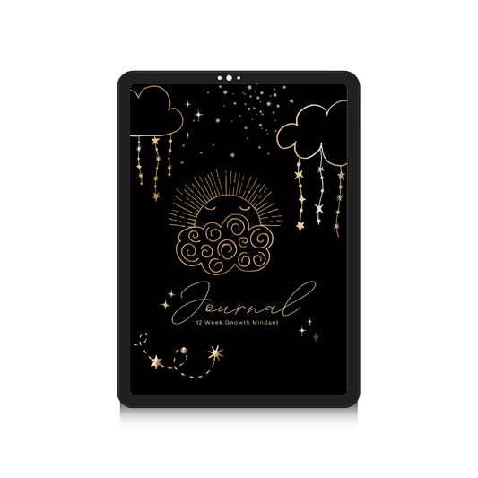 12 Week Growth Mindset PDF Journal | Printable Manifestation Planner | Aesthetic Self Care Routine Journal for Women (dark mode))