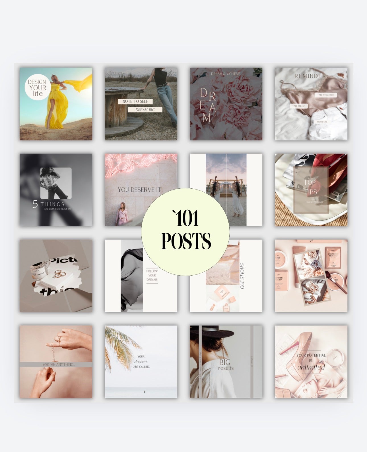 101 Influencer Lifestyle Instagram Templates | Aesthetic Content Creator Social Media Bundle | Professional Editorial Canva Post Pack