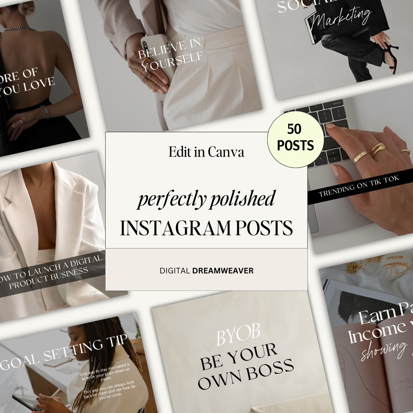 Perfectly Polished Professional & Clean Instagram IG Posts, Social Media Templates