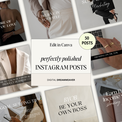 Perfectly Polished Professional & Clean Instagram IG Posts, Social Media Templates