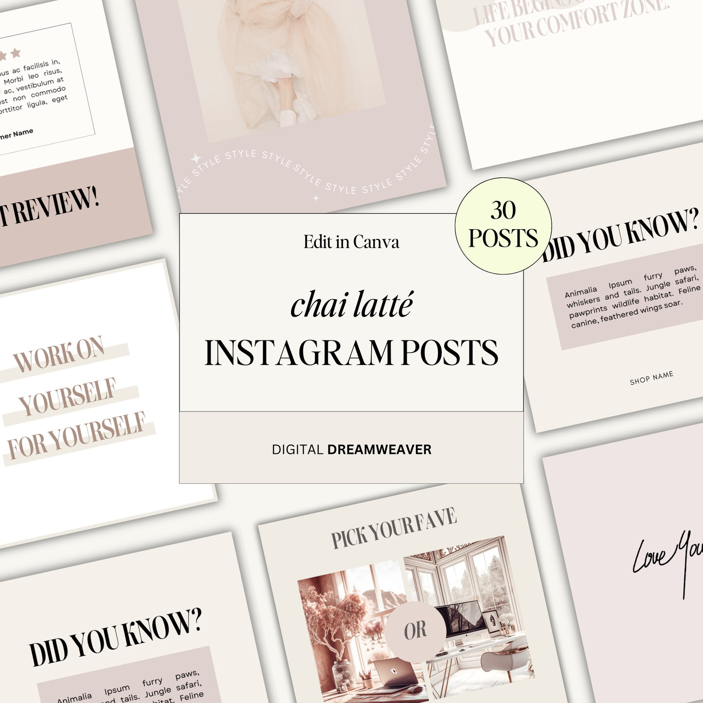 Chai Latté Beige Minimal Clean Aesthetic Instagram Posts
