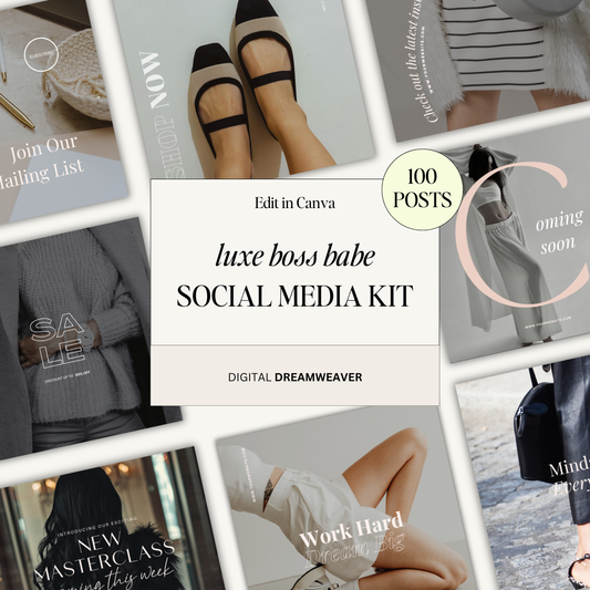 Luxe Boss Babe | Modern & Ambitious Entrepreneur IG Instagram Posts & Stories Social Media Kit