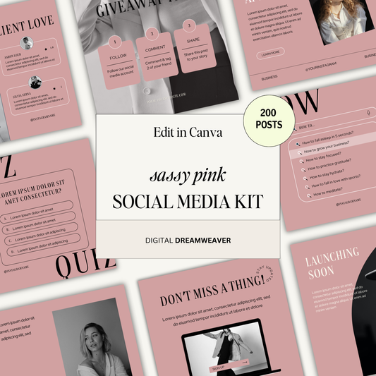 Sassy Pink Social Media Kit, IG Instagram Posts & Stories, Social Media Template