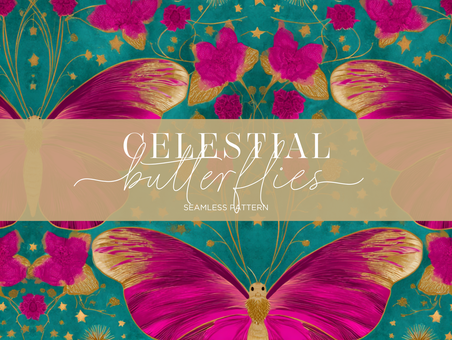 Celestial Butterflies Seamless Pattern Print N. 0032