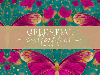 Celestial Butterflies Seamless Pattern Print N. 0032