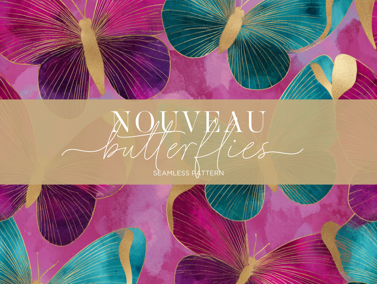 Nouveau Butterflies Seamless Pattern Print N. 0027