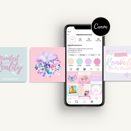 Cotton Candy Colorful IG Instagram Posts & Stories, Social Media Template