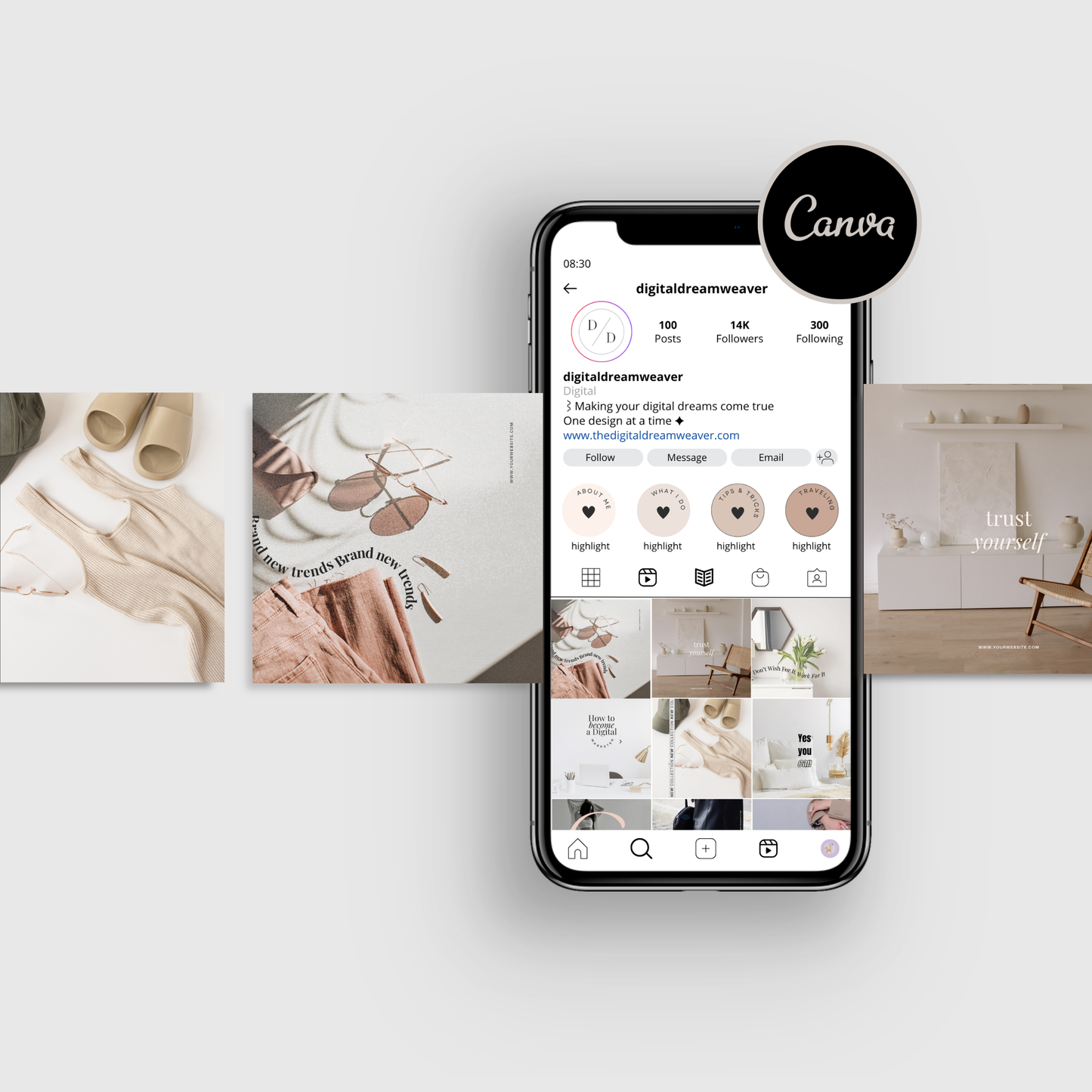 Luxe Boss Babe | Modern & Ambitious Entrepreneur IG Instagram Posts & Stories Social Media Kit