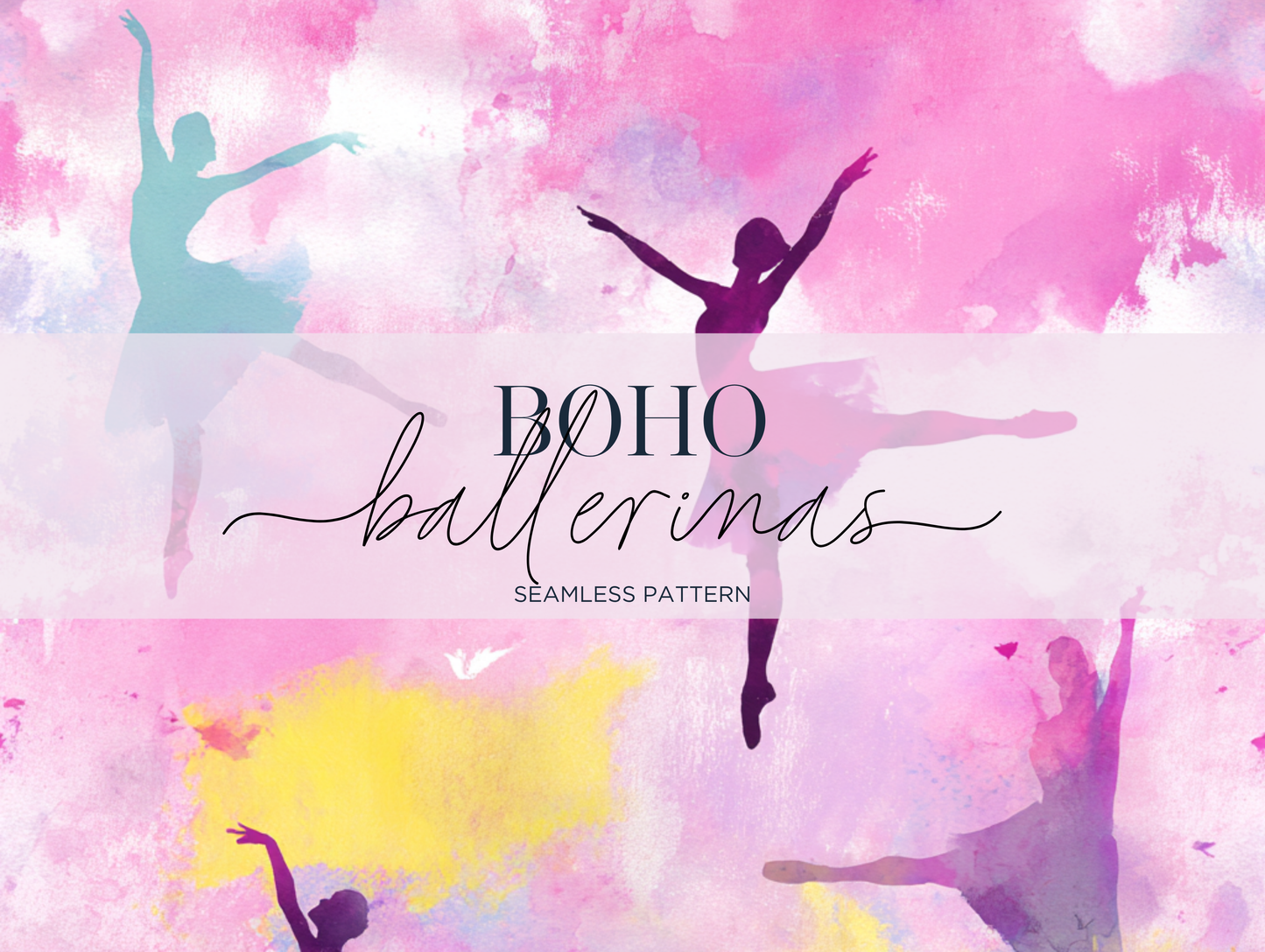 Boho Ballerinas Seamless Pattern Print N. 0040