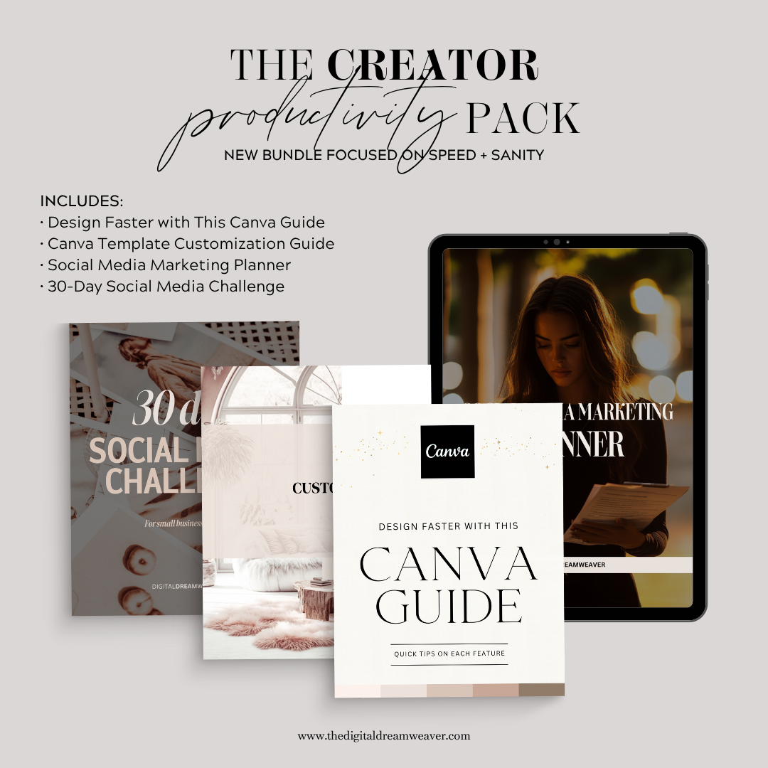 Canva Guide for Creators | Template Customization eBook Bundle | Social Media Marketing Planner & 30 Day Challenge | Digital Product Pack