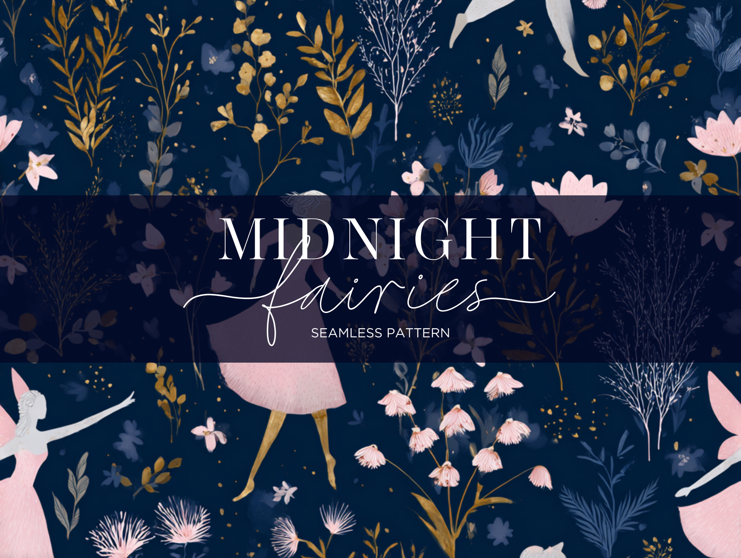 Midnight Fairies Seamless Pattern Print N. 0048
