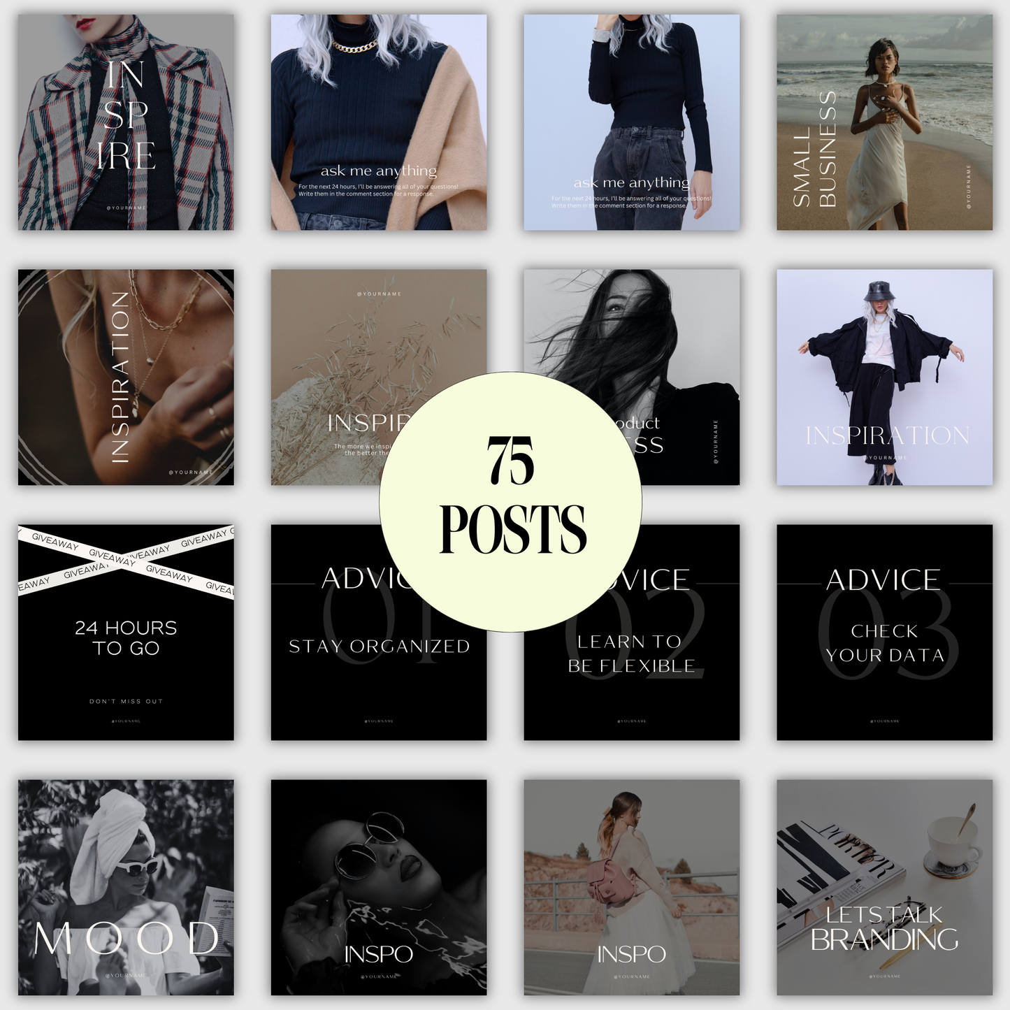 Modern Luxe Mininimalist, Editorial Aesthetic, Engagement Boosting IG Social Media Instagram Posts Template