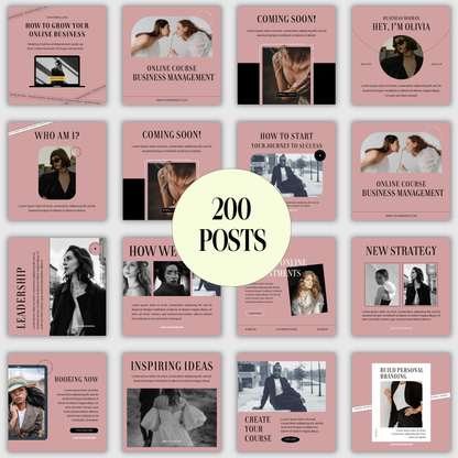 Sassy Pink Social Media Kit, IG Instagram Posts & Stories, Social Media Template