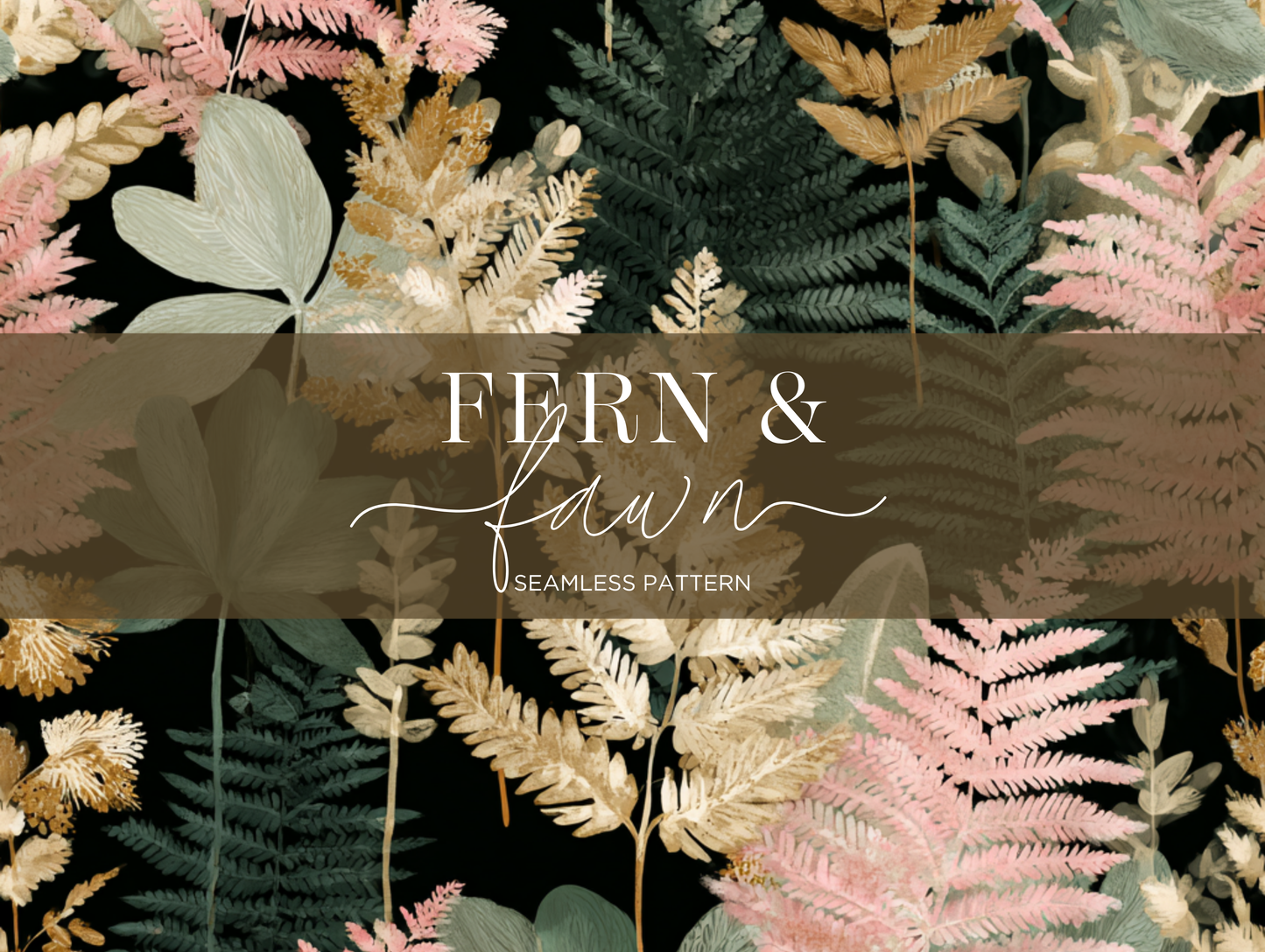 Fern & Fawn Seamless Pattern Print N. 0028