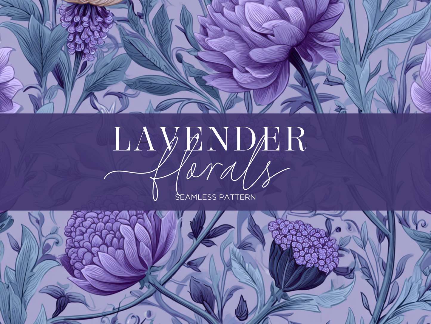Lavender Florals Seamless Pattern Print N. 0042