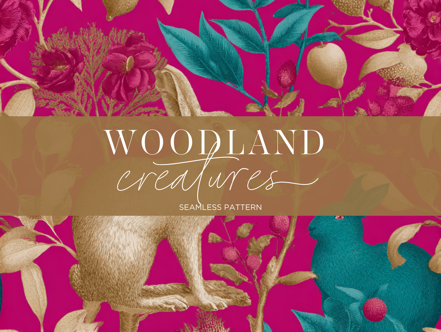 Woodland Creatures Seamless Pattern Print N. 0041