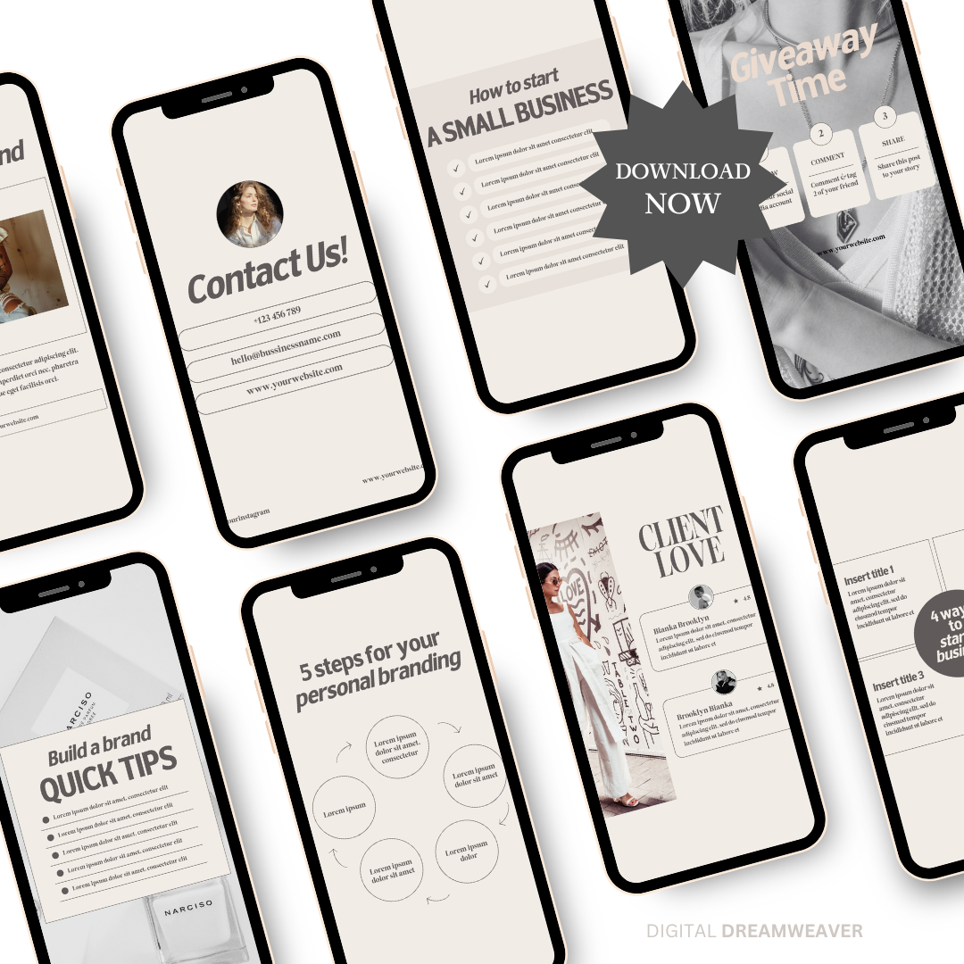 Trés Chic Neutral Minimalist Engagement Content Social Media Kit