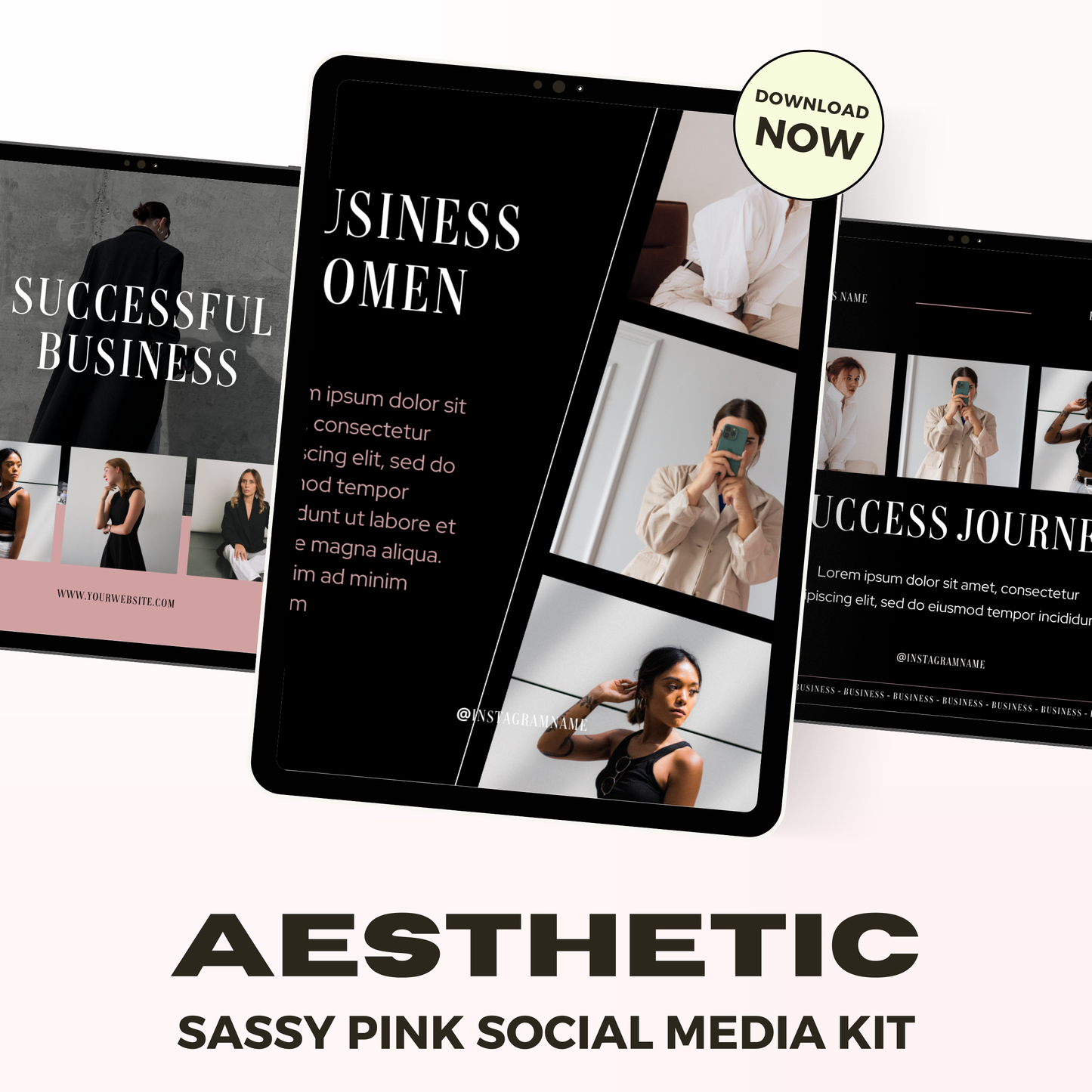 Sassy Pink Social Media Kit, IG Instagram Posts & Stories, Social Media Template