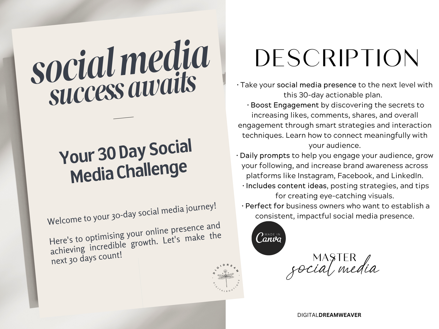 30-Day Social Media Challenge | Grow Your Audience & Boost Engagement | Daily Action Plan for Entrepreneurs