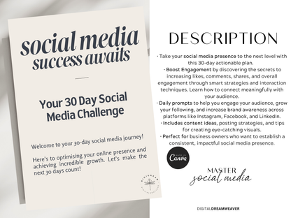 30-Day Social Media Challenge | Grow Your Audience & Boost Engagement | Daily Action Plan for Entrepreneurs
