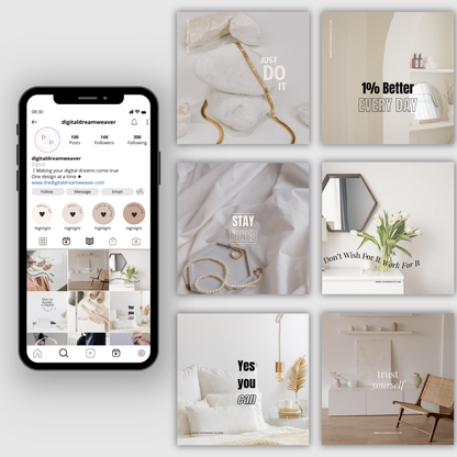 Luxe Boss Babe | Modern & Ambitious Entrepreneur IG Instagram Posts & Stories Social Media Kit