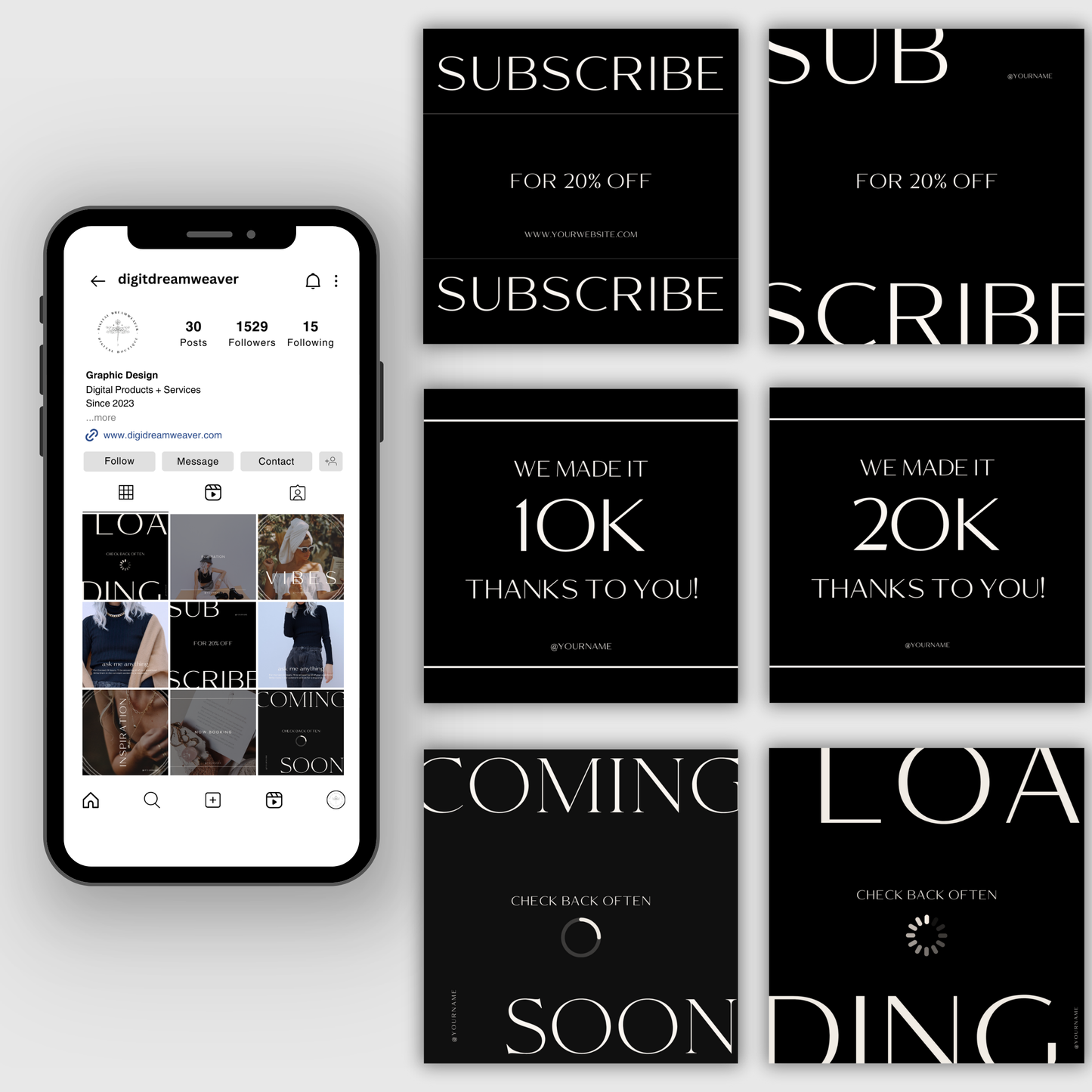 Modern Luxe Mininimalist, Editorial Aesthetic, Engagement Boosting IG Social Media Instagram Posts Template