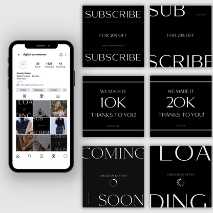 Modern Luxe Mininimalist, Editorial Aesthetic, Engagement Boosting IG Social Media Instagram Posts Template
