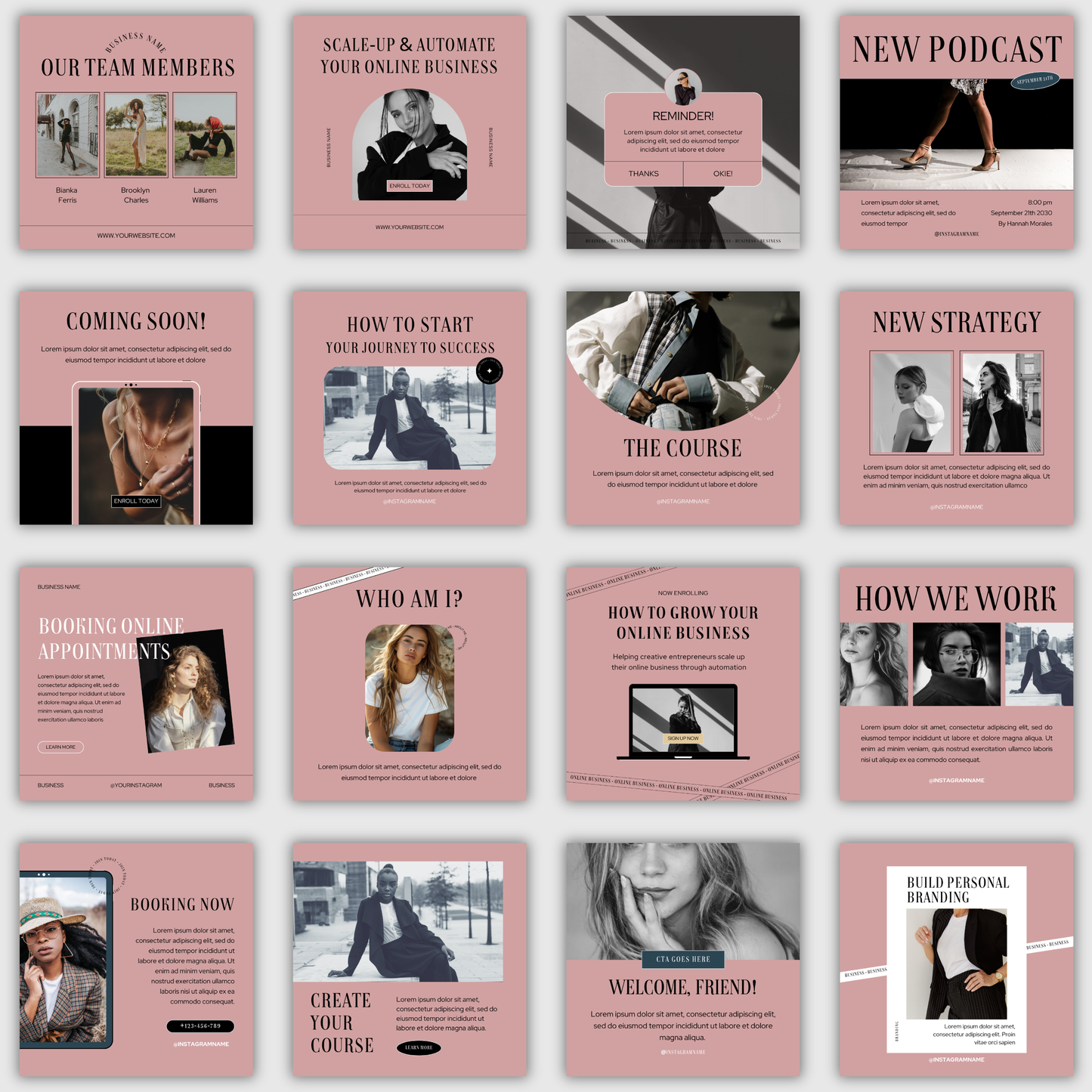 Sassy Pink Social Media Kit, IG Instagram Posts & Stories, Social Media Template