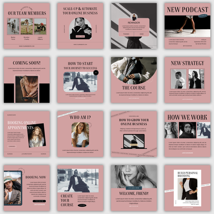 Sassy Pink Social Media Kit, IG Instagram Posts & Stories, Social Media Template