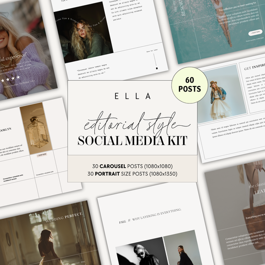 Ella Editorial Minimalist Social Media Kit | Instagram Templates for Coaches, Creatives, Small Businesses + Content Creators