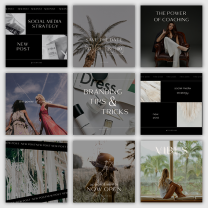 Modern Luxe Mininimalist, Editorial Aesthetic, Engagement Boosting IG Social Media Instagram Posts Template