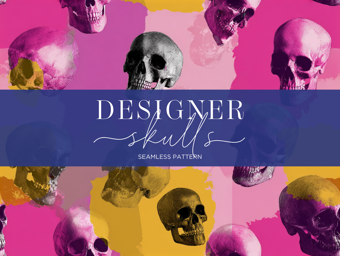 Designer Skulls V. 05 Seamless Pattern Print N. 0054