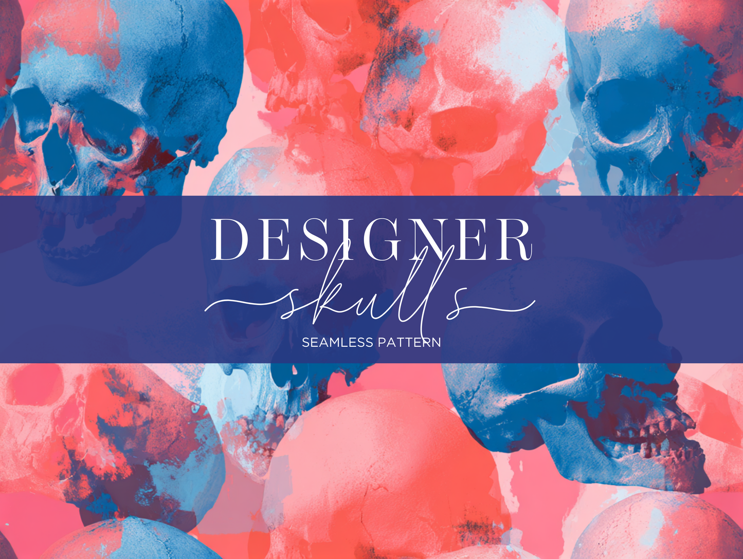 Designer Skulls V. 02 Seamless Pattern Print N. 0051