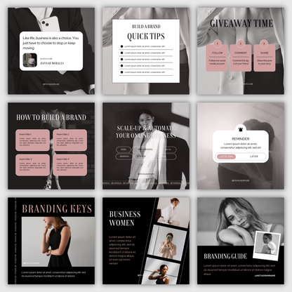 Sassy Pink Social Media Kit, IG Instagram Posts & Stories, Social Media Template