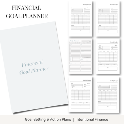 2026 2027 Financial Goal Planner and Monthly Budget Spreadsheet, Digital Wealth Tracker with Self Care Intentions, Minimalist Money Journal