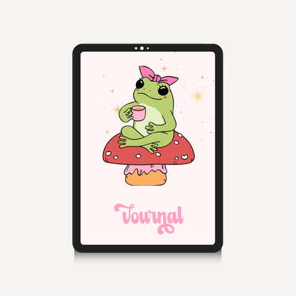 Retro Undated 90 Day Journal Layout, Cute Digital Planner Hyperlinked Index, Weekly Mindful Reflection Notebook, Toadstool Aesthetic iPad PDF